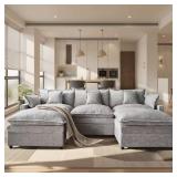 YC 107-in Wide Arm 3-Pc Sectional w/ Ottomans