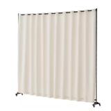 Room Divider Portable with Wheels, Beige
