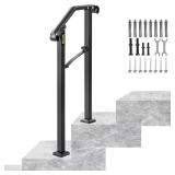 1 ft Wrought Iron Handrail, 1 2 Steps, Black
