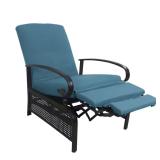 Black Metal Outdoor Recliner with Cushions