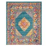Madison Light Blue/Orange 8x10 Border Rug
