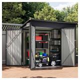 Outdoor Metal Lean-To Storage Shed with Vents