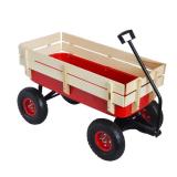 Outdoor Garden Cart, 3 cu ft, Wood Railings