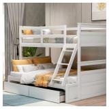 White Solid Wood Twin-Over-Full Bunk Bed