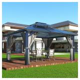 Polycarbonate Gazebo with Gray Curtains