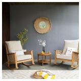 Luton 3-Piece Teak Outdoor Rocking Chair Set