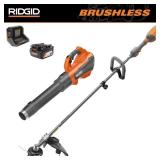 RIDGID 18V Brushless 14" Trimmer/Blower Kit