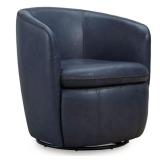 Kierreys Blue Faux Leather Barrel Chair