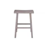 Saddle Stool Solid Wood Washed Gray Taupe 24"