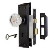 Glass Knob Mortise Set Aged Bronze
