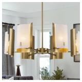 30 in. 6-Light Modern Luxury Brushed Gold Chandel