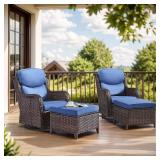(OTTOMAN ONLY)Smiley 4-Piece Brown Wicker Outdoor