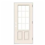 36x80 12 Lite Steel Front Door, LHS Out