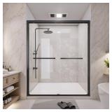 Matte Black Double Sliding Shower Door