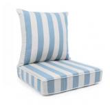 Cabana Stripe Sky Blue/White Outdoor Deep Seat Cu