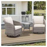 NestBarrel Wicker Rocker Chair Set (3-Piece)