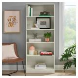71 in. Off-White Bookcase, 5-Shelves