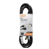 8 ft 16/3 Light Duty Extension Cord, Black