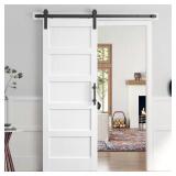 28 x 84 in. 5-Panel MDF White Barn Door