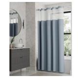 InstaCurtain 71W x74L Shower Curtain Set, Blue