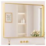 40x30 Aluminum Vanity Mirror, Brush Gold