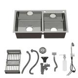 32 in. Double Bowl Sink with Faucet