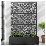 Black Metal Raised Garden Bed with Trellis