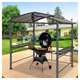 BBQ Grill Gazebo: Steel Frame, Poly Top