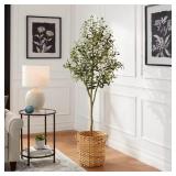 6ft Faux Olive Tree in White Pot