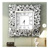 Modern Silver Square Mirror Clock with Roman Nume