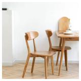 Natural Oak Solid Wood Dining Chair Set (2)