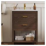 Magen 25" Single Sink Vanity, Walnut