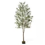 7 ft Green Artificial Olive Tree in Pot