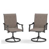 Black Swivel Textilene Patio Dining Chair (2)