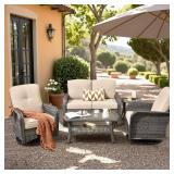 Ruby Grey 5-Piece Wicker Patio Sofa Set