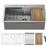 33 in. Drop-In Sink, 16G w/ Cutting Board