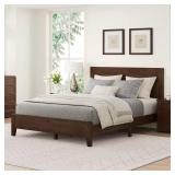 Lazio Mid Century Wood Bed with Headboard