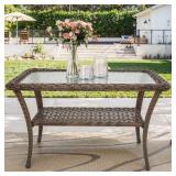 PlainCurve Brown Wicker Coffee Table