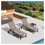 Aluminum 3-Piece Outdoor Chaise Lounge Chair