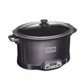 Black 6 qt 2-in-1 Slow Cooker with Smoker