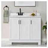 Oakley 37 in. White Vanity with Marble Top