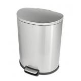 13 Gal Stainless D-Shape Step-On Trash Can