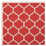 Courtyard Red/Bone 4 ft. x 4 ft. Geometric Rug