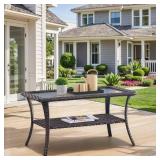 Arcline Brown Rectangle Wicker Coffee Table