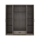 4-Door Gray Wood Wardrobe with 1 Drawer