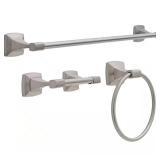 Portwood 3-Pc Bath Set: 24" Bar, Ring, Ni