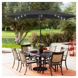 Solar LED Patio Table Umbrella, Black