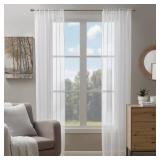 Voile White Sheer Curtains, Rod Pocket (2)