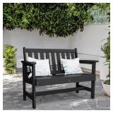 Garden Bench All-Weather HDPE 2-Person Black