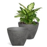 12 in. Dia Charcoal Round Planter (2-Pack)
